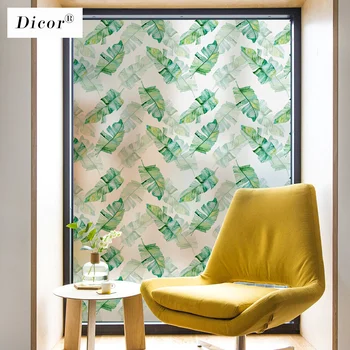 

DICOR 2m/set Decorative Window Film Privacy Fresh Green Leaves Summer Fashion Glass Sticker for Home Decor BLT2237