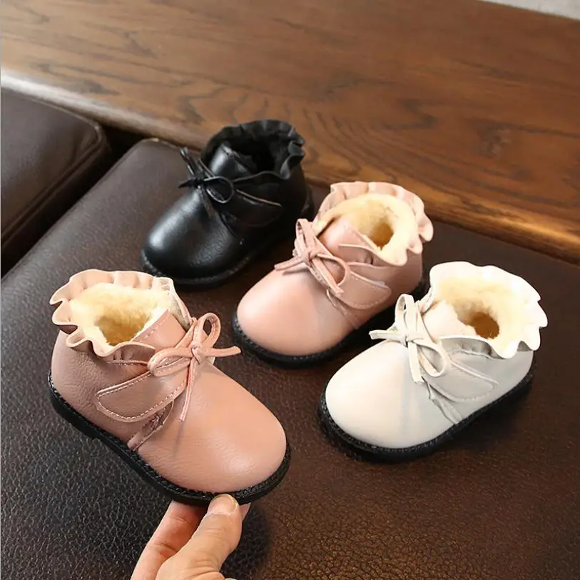 Girl Martin Boots New Girls Bow Cute Boots Girl's Non-slip Shoes Soft Zipper Breathable Warm Comfortable Casual Shoes