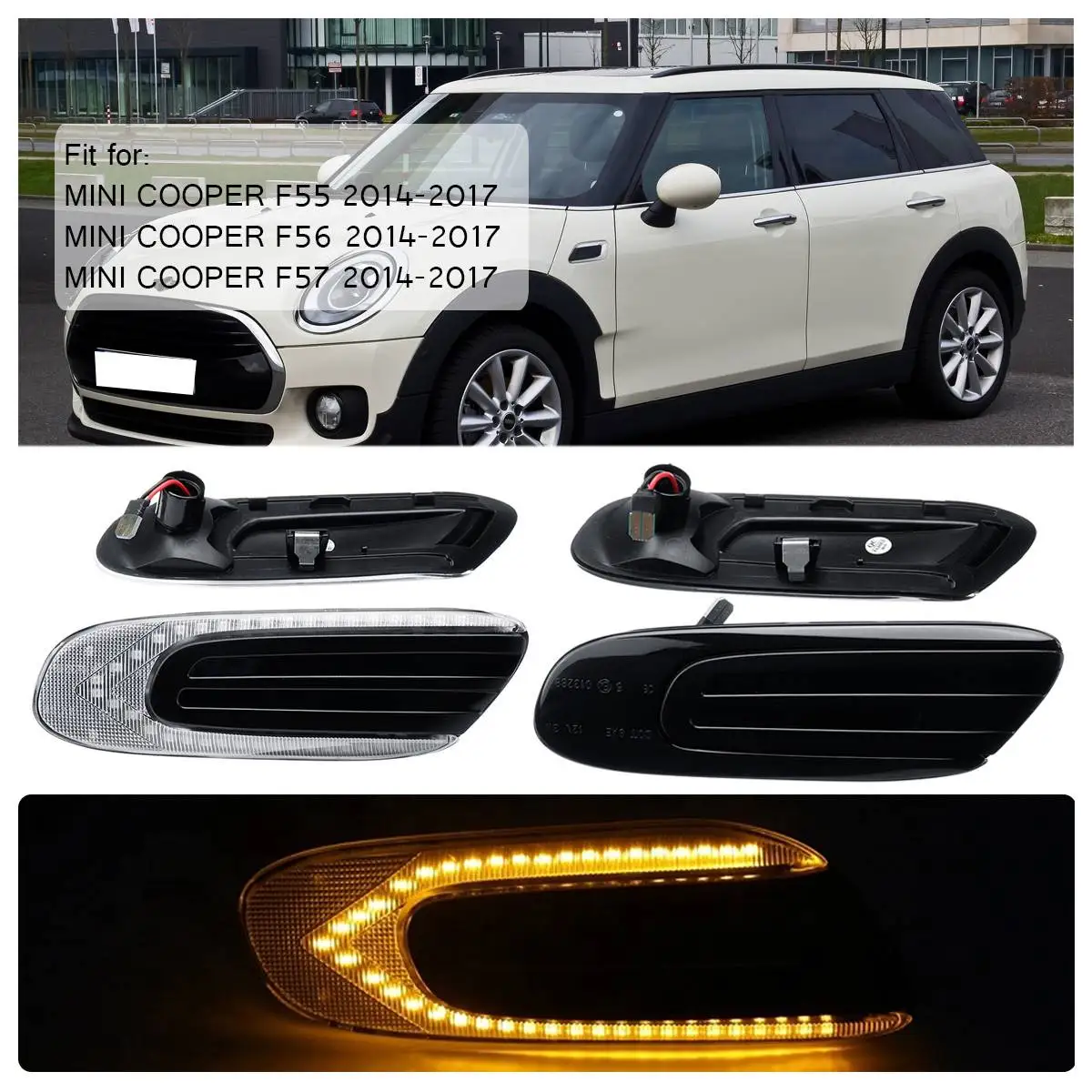 

2PCS Dynamic Side Repeater Lamp LED Flowing Side Marker Lights Turn Signal Light 12V Blinker for BMW for MINI COOPER F55 F56 F57