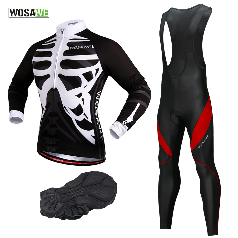 GEL Padded Cycling Jersey Set Bike Bibs Skull Team Bicycle Clothing