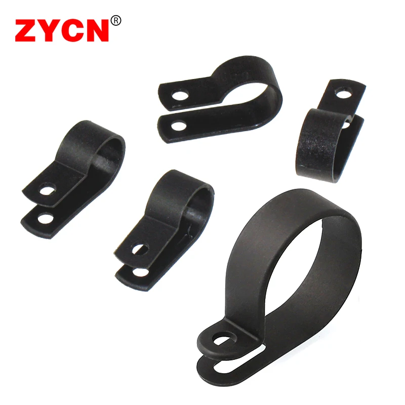 100PCS Cable Clips R-Type Plastic Holder Clamp Fixation Fasteners Organizer 16MM Nylon Mount Wire Wall Management Black R-3.3 cable organizer cable clip cable clamp