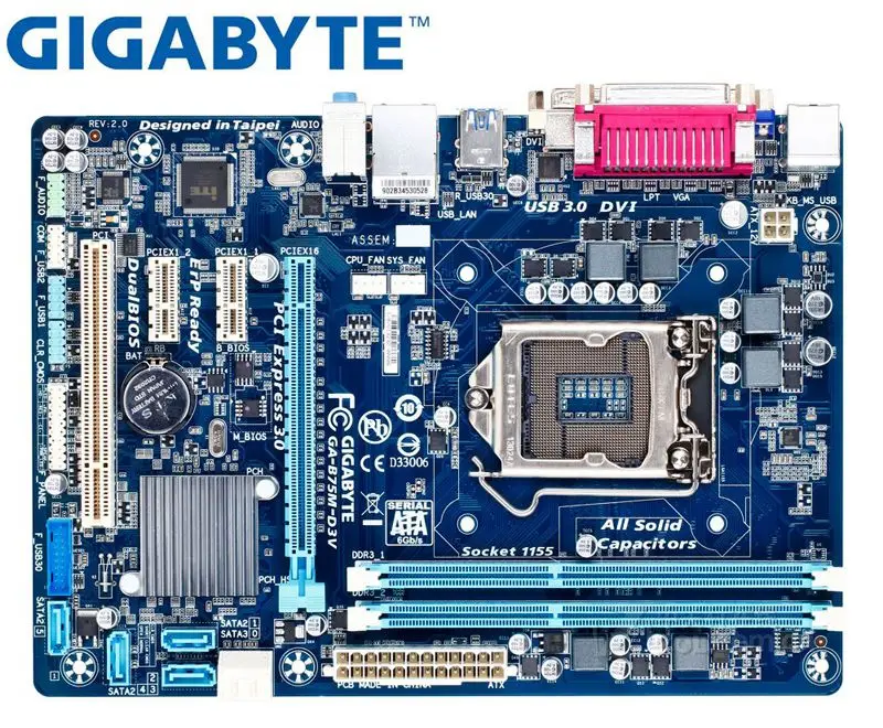 GIGABYTE GA-B75M-D3V Intel B75 LGA1155 DDR3 USB3.0//USB2.0 Motherboard Micro ATX