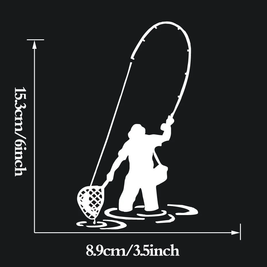 funny fishing sticker vinyl decal fly trout fish rod reel jigs boat car truck 