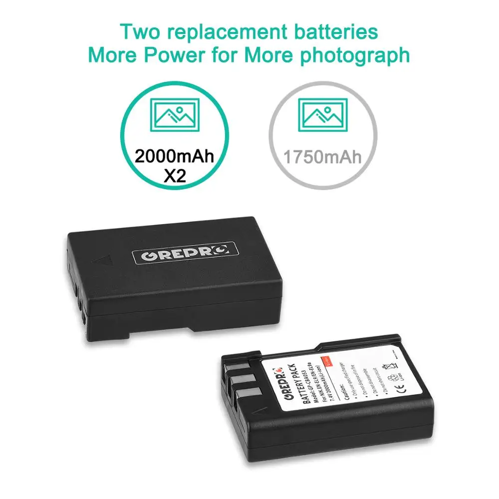 GREPRO 2000 мА/ч, EN-EL9 RU EL9 RU EL9a Перезаряжаемые Камера Батарея для Nikon EN-EL9a D3000 D5000 D40 D40X D60 Камера