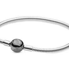 925 пробы серебряный браслет Moments Oxidised Ball застежка змеиная цепочка браслет подходит из бисера Шарм Diy ювелирные изделия
