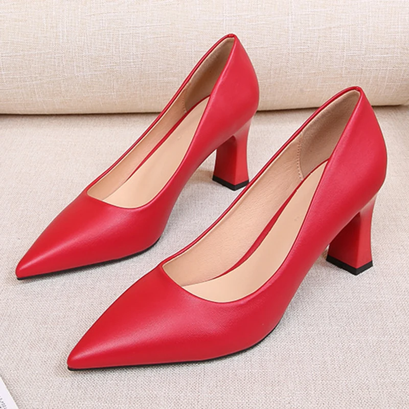 Zapatos de tacón alto de punta estrecha para mujer, calzado de trabajo, tacones altos de talla grande, novedad de 2021