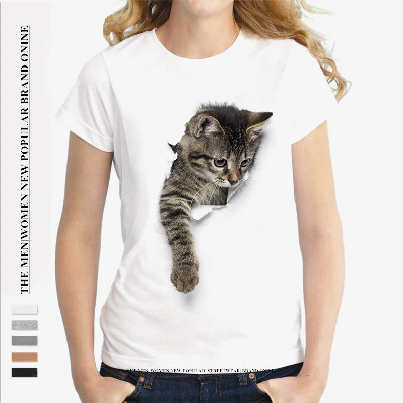 

2020 kawaii 3D Cat print women tshirt summer korean style clothes harajuku top ropa mujer vetement femme Plus size basic t shirt