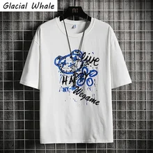 

GlacialWhale Men's Oversized T-shirt Men 2021 Graffiti Tops Print T-shirts Hip Hop 100% Cotton Tshirt Male White T Shirt For Men