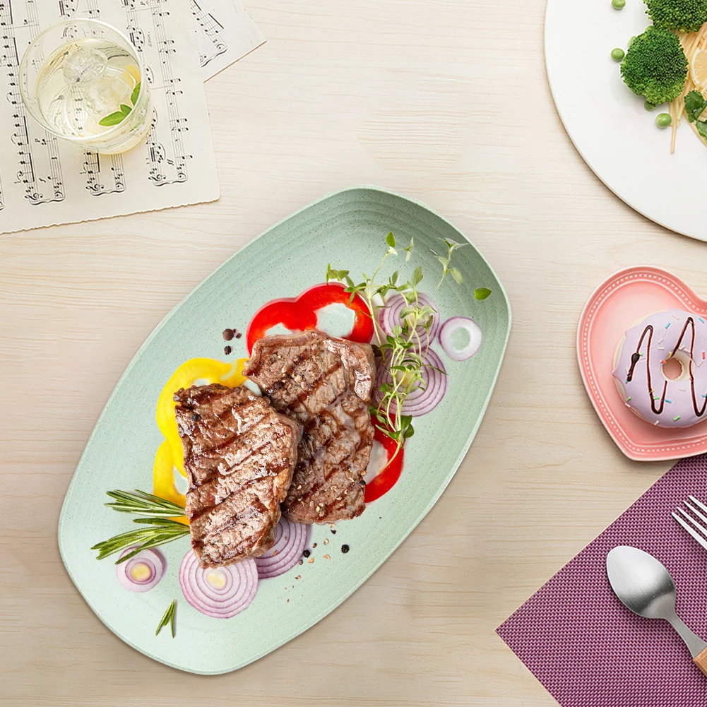 Столовые тарелки из пшеничной соломы набор пластиковых столовых приборов