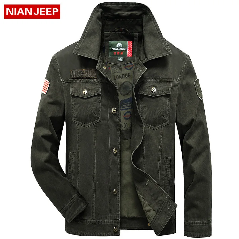 

NIAN JEEP Brand Men's Turn Down Collar Jackets Autumn Spring Men Clothing Outwear Coat for Men 105