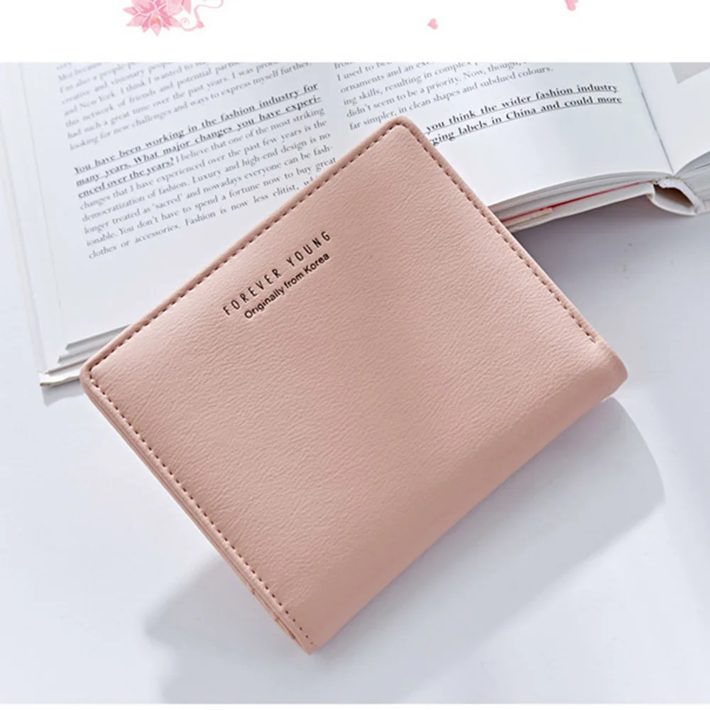 lotus pink Женский кошелек на молнии, сумочка для монет, Короткие Кошельки из мягкой кожи, женские тонкие кошельки, женские кошельки, маленькие сумки для ID карт - Цвет: lotus pink