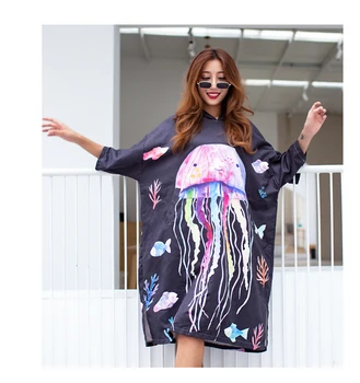 

Lady Print Hooded Sport Towel/Bathrobe,Jellyfish Changing Robe Bath Towel, Outdoor Diving Quick-dry Compressed Beach Towels