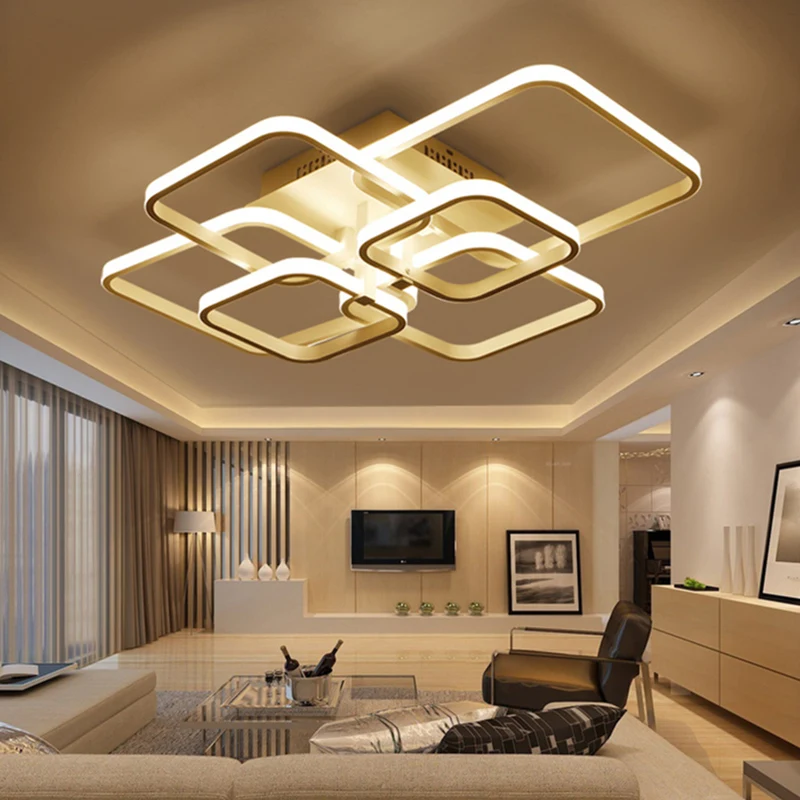 Luzes de Teto para o Quarto Nordic Acrílico Remoto Cotrol Anéis Circel Led Ac85-265v Lâmpadas Sala Estar Foyer Cozinha 25 Luzes de teto