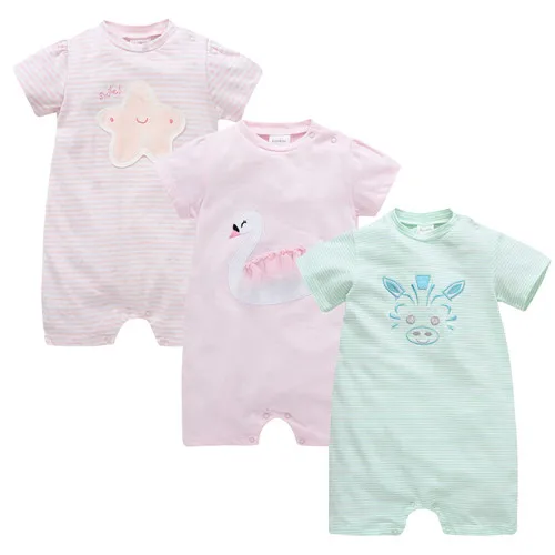 Kavkas/3 шт./партия Комбинезоны для маленьких девочек и мальчиков; roupa bebe; Одежда для новорожденных; хлопок; милый комбинезон с принтом животных - Цвет: 11889193