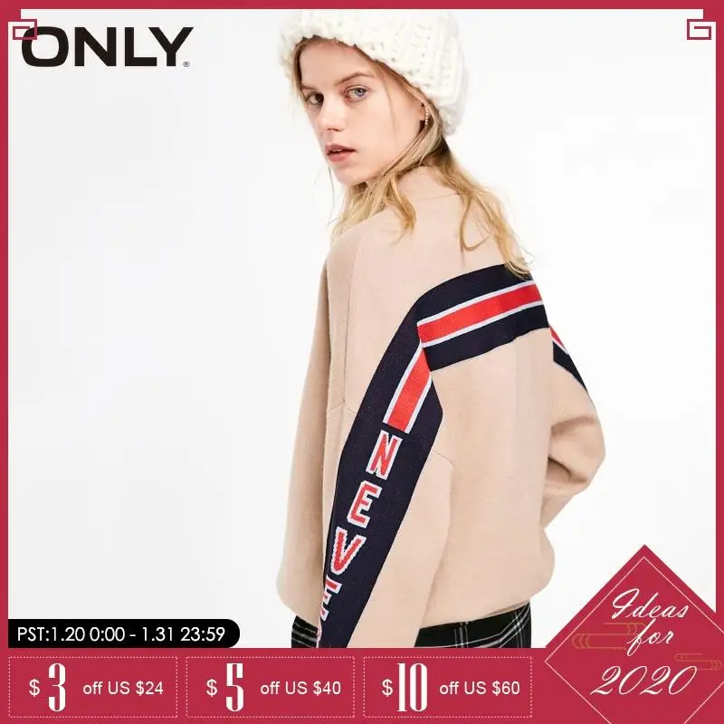 

ONLY Chic Women loose letters round collar turtleneck sweater | 119113518
