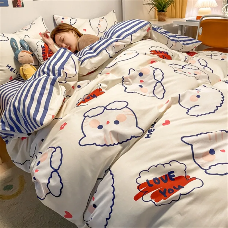 

100% Cotton Bedding Set Cartoon Duvet Cover Set for Girls Children Fashionable Comforter Covers Bedroom Decorations