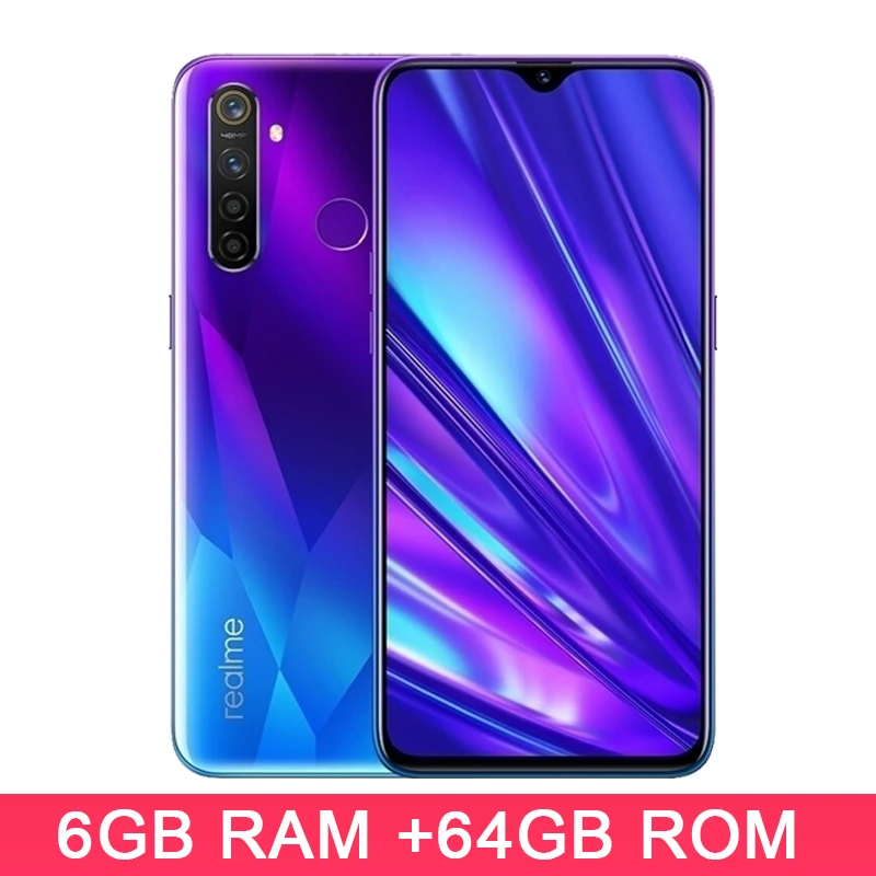 Realme Q 4 Гб 64 Гб ПЗУ 6,3 ''мобильный телефон Snapdragon 712AIE Восьмиядерный 48MP четырехъядерный мобильный телефон VOOC 20W быстрое зарядное устройство - Цвет: 6GB 64GB Blue