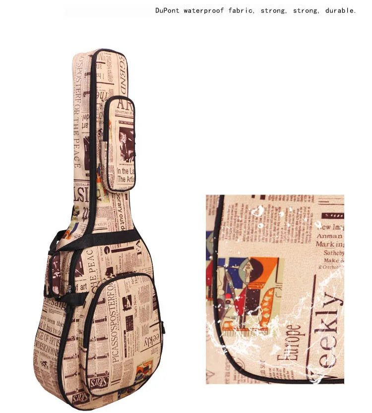 600D водостойкая ткань Оксфорд двойной прошитый Мягкий ремень Gig Bag Чехол для гитары 40/41 дюймов Акустическая классическая народная гитара