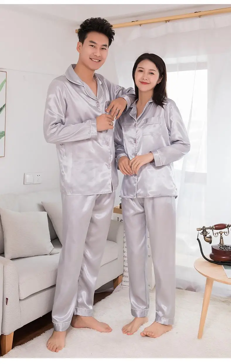 silk pajama pants Couple Sleepwear Pajamas Suit Intimate Lingerie Sexu Autumn New Sleep Set Nightwear Home Clothing Casual Homewear Nightgown buffalo plaid pajama pants