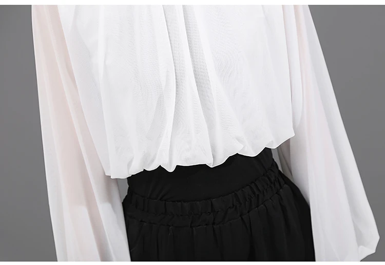 Новая Для женщин однотонные белые корейский стиль короткая блузка рубашка со стоячим воротником Женская сезонная одежда женские рубашки chemise femme 5540