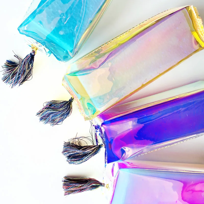 1X Amazing Laser Clear Soft PVC Pencil Case Bag Cosmetic Storage School Office Supply Student Stationery Kid Gift | Канцтовары для