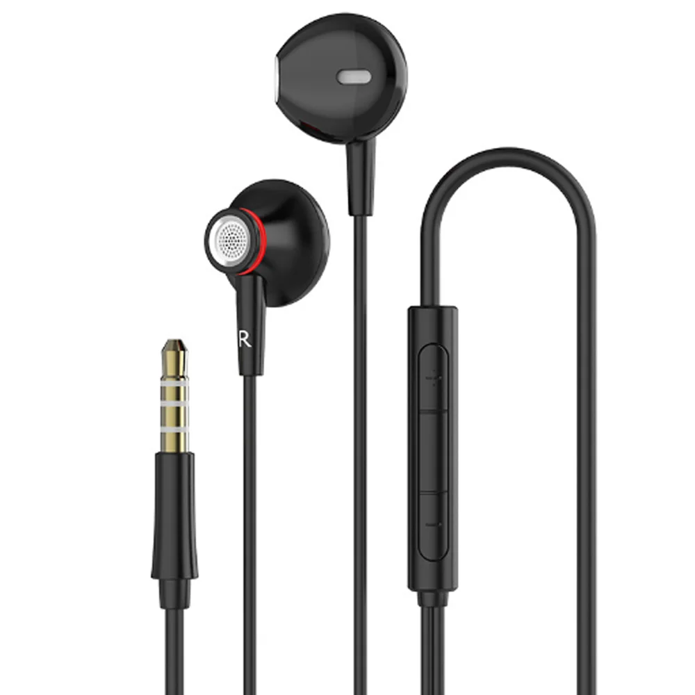 Black with packaging Металлические проводные наушники в ухо Тяжелый Бас Звук Музыка Спорт гарнитура с микрофоном для компьютера телефона MP3 наушники - Цвет: Black with packaging