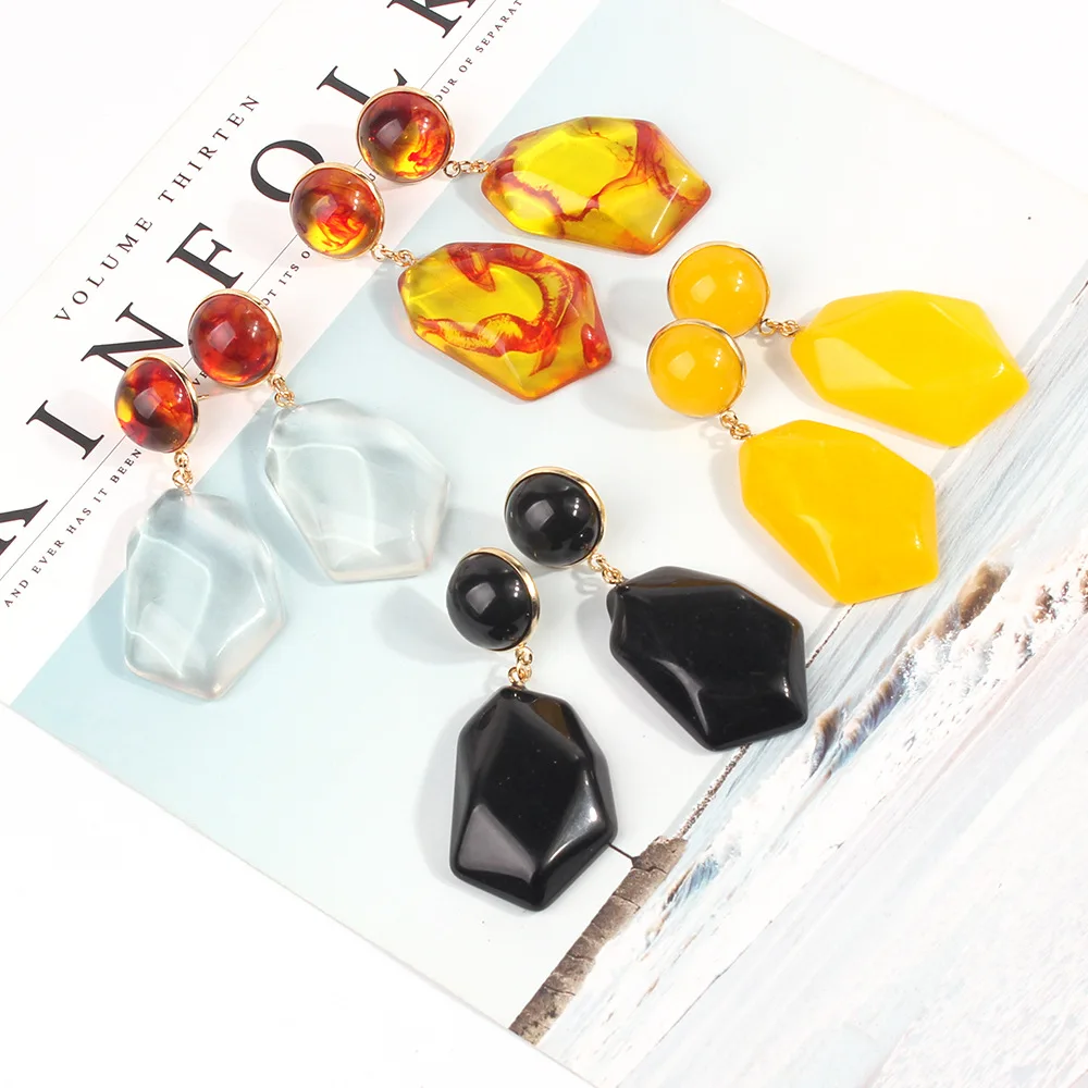 

Lagemisay Fashion Bohemian Transparent Acetic Acid Drop Earrings for Women Geometric Statement Dangle Earrings Trendy Jewelry