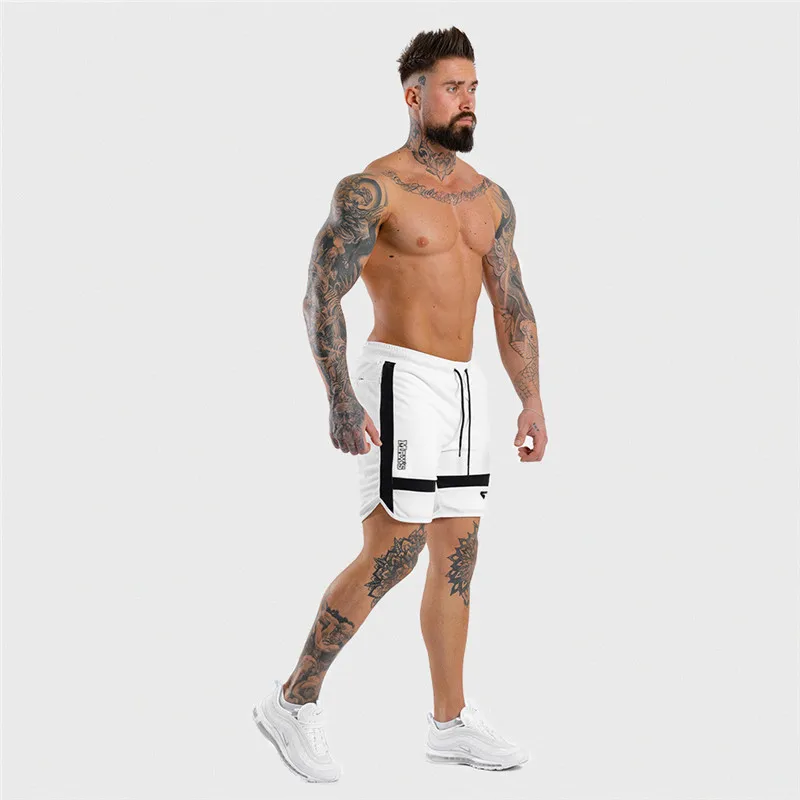 Новые спортивные шорты для фитнеса мужские летние спортивные дышащие сетчатые быстросохнущие Спортивная одежда для бега пляжные