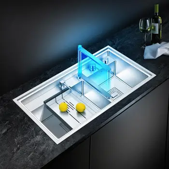 

invisible Kitchen Sink 304 Stainless Steel Single Hidden Kitchen Sink Drain Basket And Drain Pipe Free Shipping