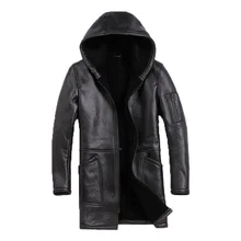 Кожаная куртка с натуральным мехом, мужская зимняя куртка для стрижки овец, Мужская Корейская шерстяная куртка с капюшоном, Мужская одежда, S-N-3, YY966