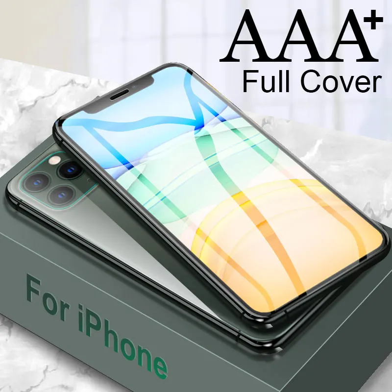 Защитное стекло AAA+ для iPhone 11 Pro Max, закаленное защитное стекло с закругленными краями для X XS Max XR, полностью закрывающее стекло