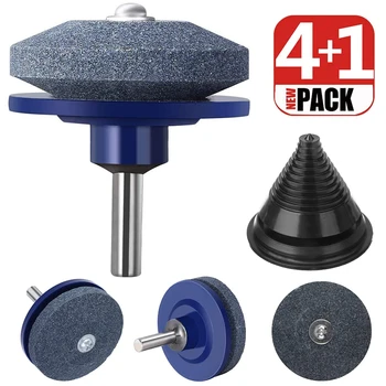 

Rotary Power Drills Sharpener Abrasive Balancer Universal Garden Tool lawnmower sharpener 4+1Pcs Lawnmower Blade Grinding D30