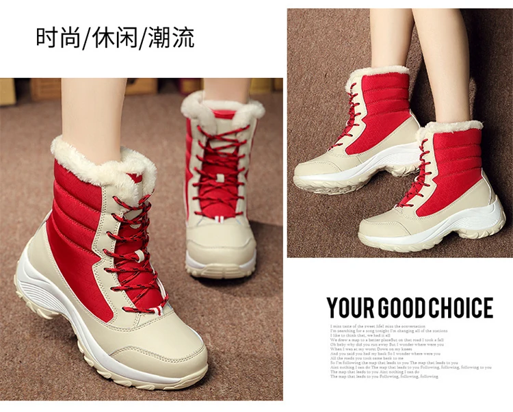Women Boots Women Snow Boots Winter Warm Fur Platform Ankle Boots Women Shoes Fashion Lace Up Winter Shoes Female