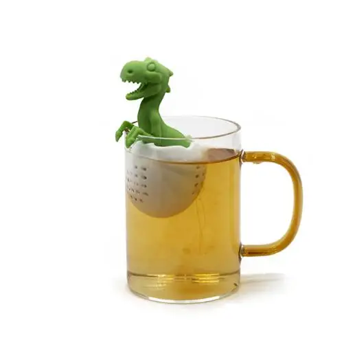 50 компл./лот силиконовый Чай фильтр курточка для малышей "Динозаврик" Чай фильтр Чай заварки Чай многоразовый мешок Чай горшок Чай посуда оптом