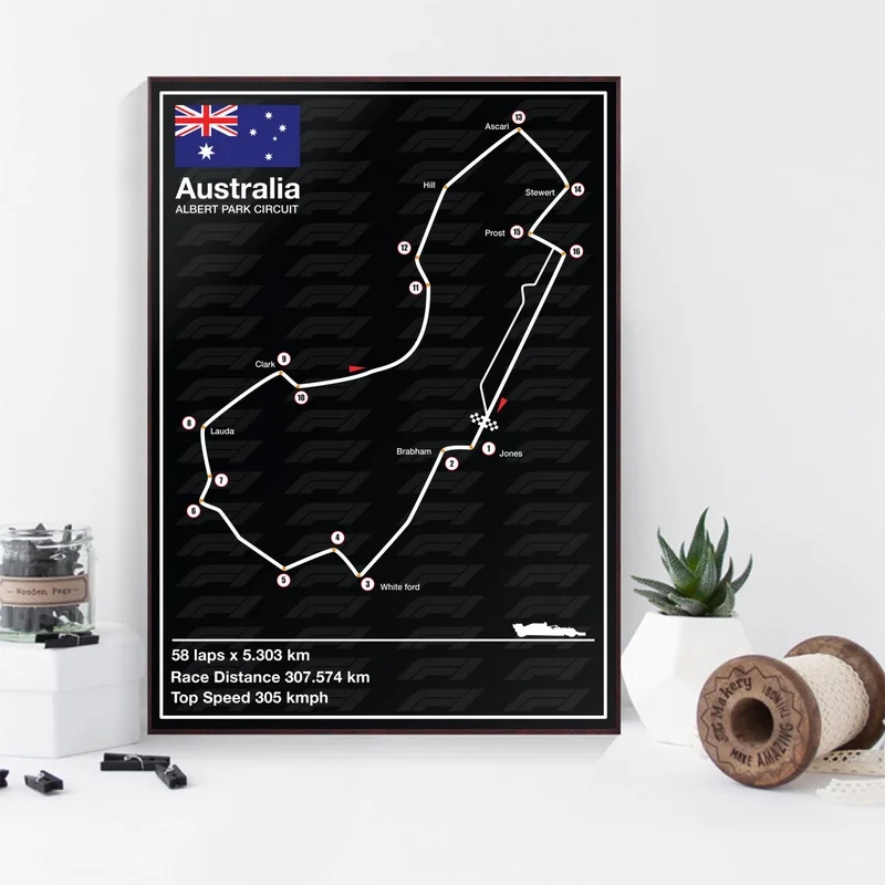 Monaco Belgium Mexico Racetrack F1 Racing Track Nordic Art Canvas Poster Home Wall Decor(No Frame