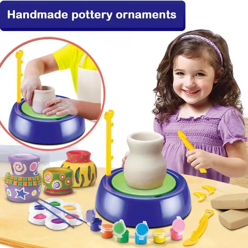price reduction  DIY Clay Toys Wheel Toy Educational Ceramic Machine Mini Arts Craft Gift Studio Kit DIY Toy for Beg