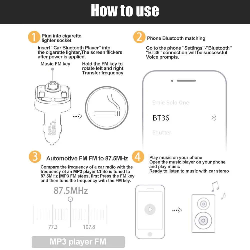 Автомобильный fm-передатчик Bluetooth 5,0 портативный fm-адаптер Громкая связь fm-передатчик Bluetooth умный приемник