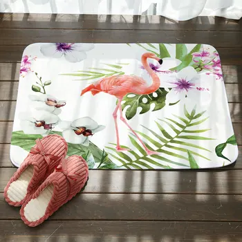 

Tropical Plants Flamingo Doorway Carpet Rugs Living Room Bedroom Decor Non-slip Floor Mat Bathroom Kitchen Doormat Clean Mat