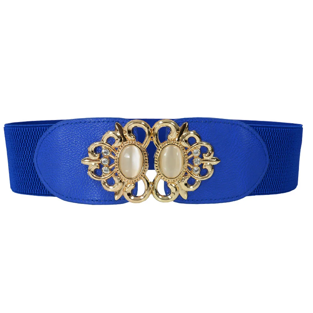 DiamondRoyal Blue Женская обувь с цветочным узором и металлическими элементами Пряжка пояс из стрейчевого эластичного материала платье корсетный пояс декор - Цвет: DiamondRoyal Blue