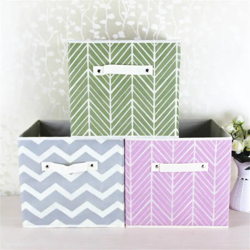 Square Folding Printed Non-woven Fabric storage box Desk Office Organizer Containing Box Underwear Socks Makeup Finishing Case | Дом и сад