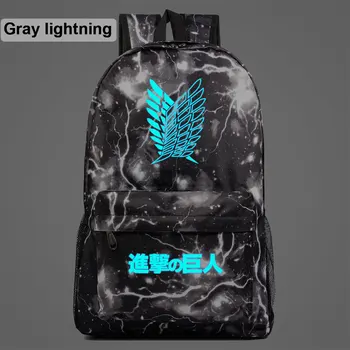 

New Luminous Cartoon Anime Attack on Titan Wings Lightning Children School bag Teenagers Student Schoolbags Women Men Backpack