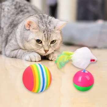 

Interactive Kitten Cat Toys Wand Stick Pole with Feather False Mouse Bell Plush Mouse Design Pet Funny Cat Pet Toys