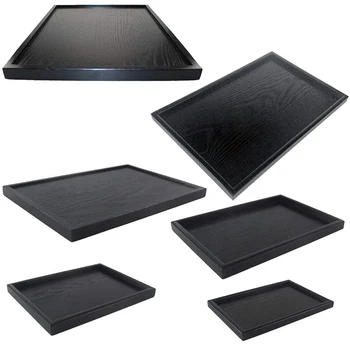 

Wooden serving tray tea dishes plate- Black