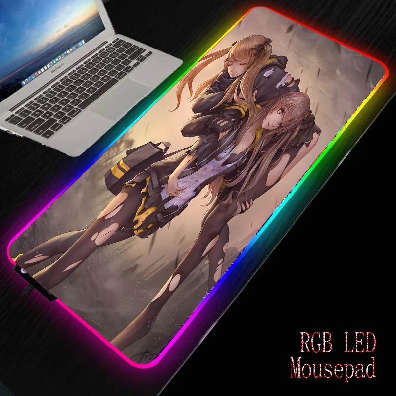 Mairuige Передняя линия аниме девушка RGB светодиодный большой коврик для мыши USB Проводное освещение игровой коврик для мыши Клавиатура красочный светящийся Настольный коврик