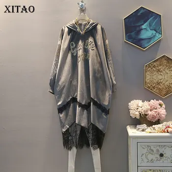 

XITAO Lace Hem Letter Dress Fashion New Full Sleeve Elegant Small Fresh Patchwork Sequined Minority Casual Dress ZLL4614