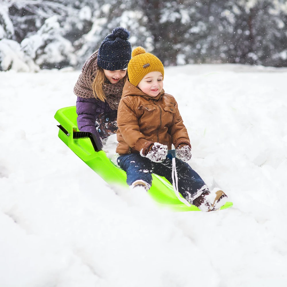 Large Kids Adults Snow Sledge Sleigh Sled Toboggan Pull Rope Downhill Board Boys Girls Winter Outdoor Fun Toy Gift Present