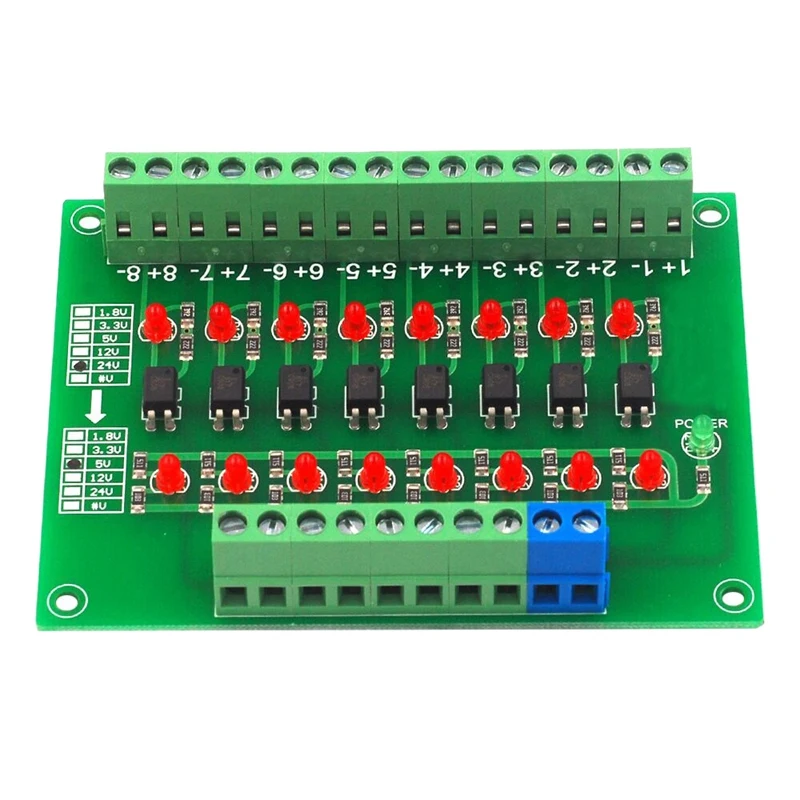 

8 Way Photoelectric Isolation Module Plc Signal Level Voltage Conversion Board Npn Output Dst-1R8P-N