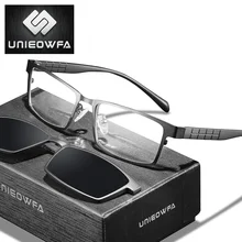 Prescription Magnet Clip On Glasses Frame Men Myopia Optical Eyeglasses Frame Men Clear Polarized Magnet Clip On Sunglasses Male