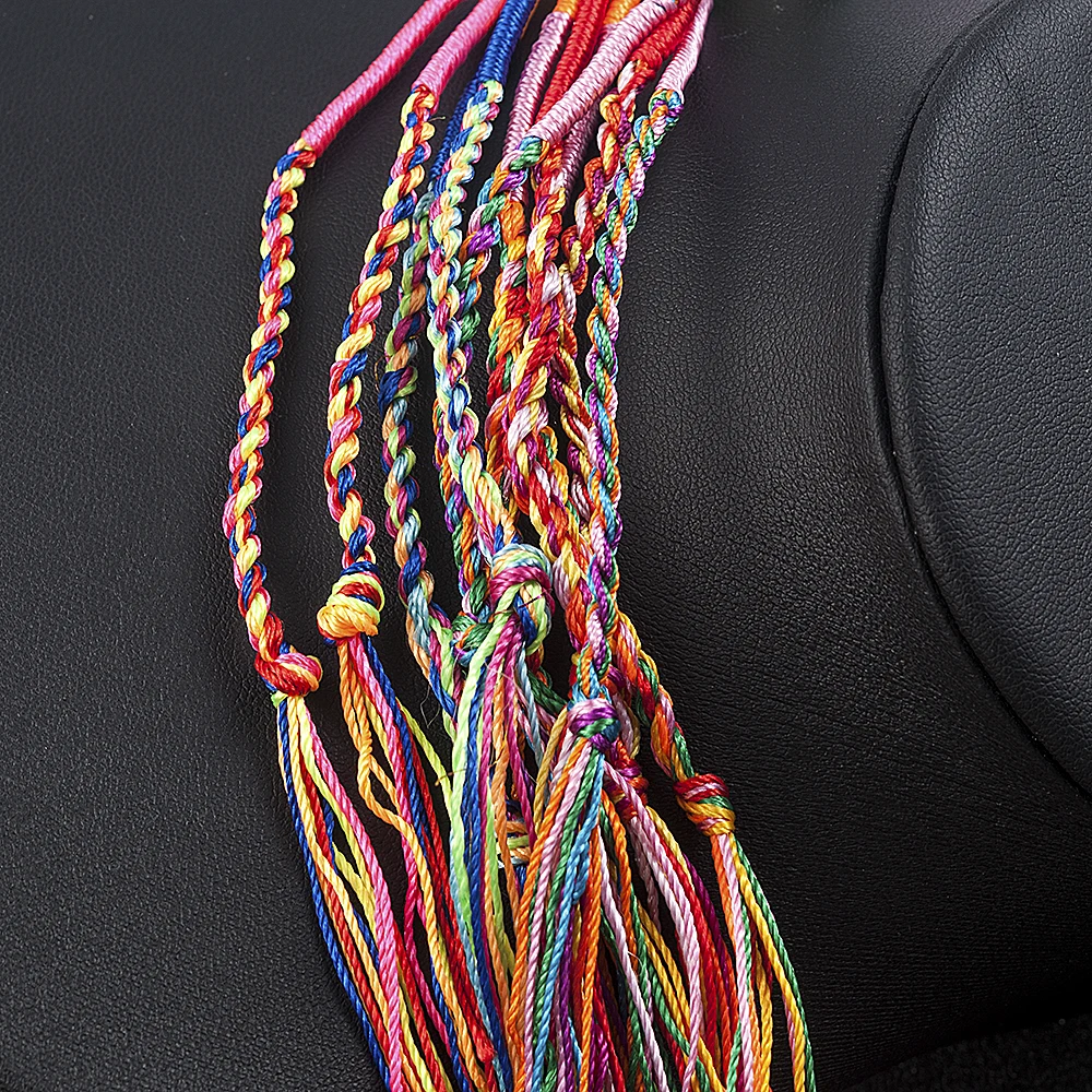 10Pcs/Sets Colorful Rainbow Color Mix Braid Bracelets women girls Jewelry Gift DIY Charm Handmade Rope Bangles Random Color bracelet jewelry