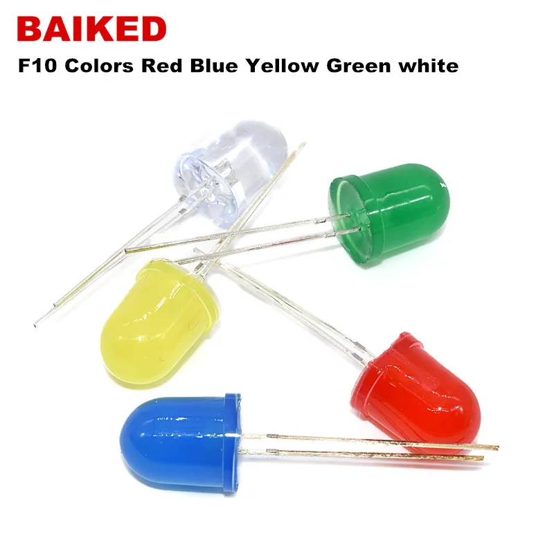 F10 10 мм светодиодный 5 цветов красный